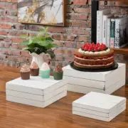 Distressed/ Vintage White Wood Nesting Crate Display Cake Riser Stands, Set of 3