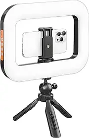 Rechargeable Selfie Portable Ring Light, Ring Light with Tripod Stand, Tripod Stand Phone Holder, 15.9x22cm, Adjustable Dimmable LED for Vlogging, Streaming, Studio