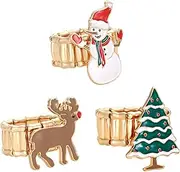 [ANGLESJELL] ANGELSJELL Christmas Stretch Rings for Women Xmas Tree Snowflake Santa Claus Stretch Finger Rings Party Supplies
