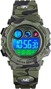 [FANMIS] Kids Sport Watches LED Electronic Digital Watch Multifunction 50M Waterproof 2 Time Stopwatch Colorful Backlight Wristwatch