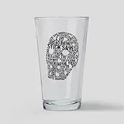 CafePress Vintage Hockey Goalie Typography Mask Drinking Gla Pint Glass, 16 oz. Drinking Glass