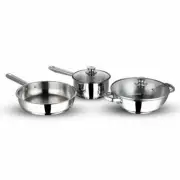 Stainless steel induction cookware set -3 pieces(Saucepan, Fry pan , Kadhai)