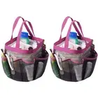 Aquaterior Portable Mesh Shower Caddy Tote 8 Pockets Black Carry Bag Shampoo