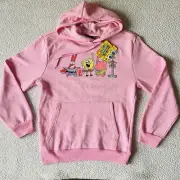 NICKELODEON pink sponge bob square Pants hoodie sweatshirt Size M (0135M)