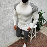Men's Pullover Sweater Jumper Ribbed Knit Regular Tops Knitted Slim Fit Patchwork Turtleneck Knitwear Modern Casual Daily Wear Clothing Apparel Fall Winter Bla