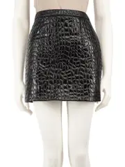 Black Croc Jacquard Mini Skirt