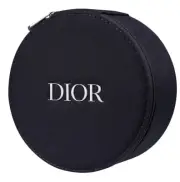 DIOR Cosmetics Pouch Case Round Makeup Bag Vanity w/ Mirror Black/Navy NEW w/BOX