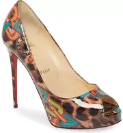 Christian Louboutin New Very Prive 120 Black Brown Leopard Patent Heel Pump 37.5
