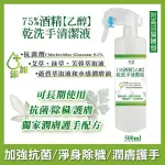 【潤膚護手配方】75% 酒精 噴霧 乙醇 乾洗手 500ML 附噴槍頭 添加抗菌劑 艾草 抹草 萃取液 潤膚油 平安淨身