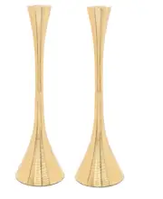 CLASSIC TOUCH 3 Geometric Gold Candlesticks, Set of 2 NEW