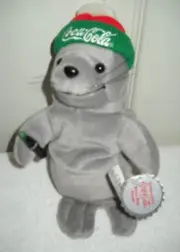 #10039 RETIRED NWT 1998 Coca Cola Seal in Ski Cap Bean Bag Plush #0114