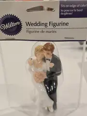 WILTON - 4 Inch Wedding Cake Topper - Sits On The Edge Of The Cake Bride & Groom