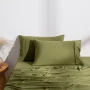 Dreamaker Superfine Washed Microfibre Standard Pillowcase Twin Pack Olive
