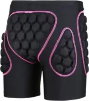 OHMOTOR Women's 3D Padded Protective Shorts Hip Butt Gear Guard, Pink,Small