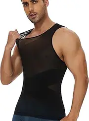 Clevvets Men's Shapewear Vest Compression Tank Top Slimming Body Shaper with Tummy Control Waist Trainer for Men