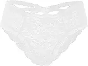 [Generic] Maternity Lingerie Sexy Lingerie Brief 1PC Panty Lace Floral Plus Sexy Crotchless Thong Women Underwear Vintage Lingerie Large (#A-White, S)