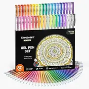 Shuttle Art Glitter Gel Pens, 80 Pack Gel Pens 40 Colours Glitter Gel Pen Set with 40 Refills for Adult Colouring Books Doodling Drawing Writing