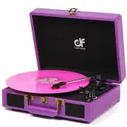 Vintage Bluetooth Suitcase Record Player with Built-in Speakers, 3 Speed Port...