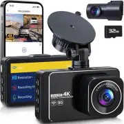 Dash Cam 4K Ultra HD Front Camera+2K Rear Cameras 5G WiFi - Fastest Download ...