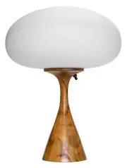 Mid Century Danish Modern Style Table Lamp by Designline in Solid Natural Teak