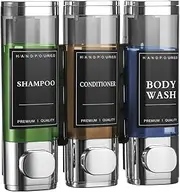 Hejo Shower Soap Dispenser,300ml*3 Shampoo and Conditioner Dispenser Wall Mounted,No Drill Shower Gel Dispenser,Wall Mounted Soap Dispenser Bathroom,Shampoo Conditioner Body Wash Dispenser(Silver)
