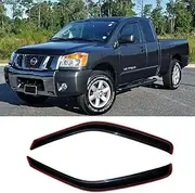 192823 in-Channel Tape On Side Wind Deflector,Dark Smoke Sun Rain Guards,Nice Window Visors fit for 2004-2015 Nissan Titan King Cb/Extended Cb