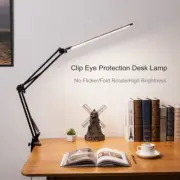 LED Folding Metal Desk Lamp Long Arm Dimming Table Light Reading Office 5V 12W