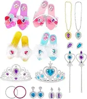 JIEBWCHA Princess Shoes Set | Kids Shoes - Costume Jewelry For Girls Kids Princess Shoes For Girls CosAccessories