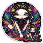 Colorful Magnificent Wings Big Eyed Fairy Round Beach Towel