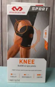 McDavid Sport Knee Protective Compression Sleeve w Open Patella L/XL Level 1 BLK