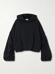 [Dries Van Noten] Dries Van Noten - Hannett Gathered Cotton-jersey Hoodie - Black - small small Black