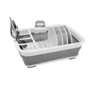 OZNALA Foldable Dish Rack Kitchen Storage Organiser Cutlery Collapsible Container White