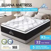 STARRY EUCALYPT Mattress Pocket Spring King Single Cool Gel Euro Top 32cm