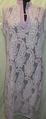 Elegance chikan full hand embroidery long chiffon kurta/top size XL 44