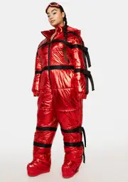 [Club Exx] Plus Berry Delighted Metallic Snowsuit