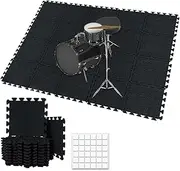 TroyStudio Thick Sound Absorbing Interlocking Floor Mats, 20 Pcs 11x 11 x 0.4 inches High Density Piano Carpet Drum Rug, Non-Slip Anti Vibration Soundproof Pads Acoustic Blankets for Music Studio
