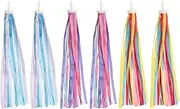 uxcell Bike Streamers, 3 Pair Colorful Scooter Handlebar Tassels Grips Ribbon Accessories Decorations for Bicycle Tricycle Handles, Blue/Yellow/Purple