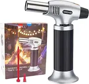 Cooking Torch LAIWEI S400 Kitchen Blow Torch Lighter, Refillable, Fits all butane canisters, Adjustable flame, Ideal for barbecues, baking, desserts and cream cakes.