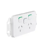 Clipsal Iconic 3025XA-VW - 10 Amp Double Power Point Extra Switch - Vivid White