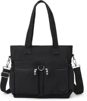 Morakot Tote Bag for Women Nylon Purse and Handbags Tote Purse Crossbody Bag Messenger Bag Black
