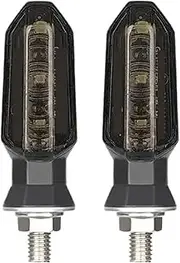 Motorcycle Indicators Turning 12V Moto Indicator Lamp 8mm Motorcycle LED Turn Signal Lights Amber Flashing Blinker Turn Lamp Running(Smoked)