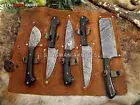 5 PCS Custom Hand Forged Damascus Steel Full Tang Chef Kitchen Dining Knife Set