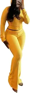[cu4eve] Womens Sweatsuits 2 Piece Set Workout Zip Up Hoodie Jacket and Flare Pants Track Suit Fall Lounge Matching Outfits