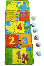 Sesame Street Activity Rug - Hopscotch Activity Mat 25"x60", 6 Bean Bag Pieces