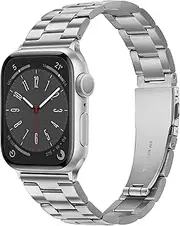 [Ocaer] No Tools Needed Compatible with Apple Watch Band 42mm 41mm 40mm 38mm, Durable Tool-free Adjustable Stainless Steel Metal Apple Watch Band for Series 10 9 8 7 6 5 4 3 2 1 SE(Silver)