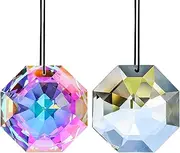XoeLLe Pack of 2 Sun Catcher Crystal, Suncatcher, Light Catcher, Hanging Crystals Prisms for Feng Shui, Gift, Home and Garden, Window Decoration Glass for Home, Office, Garden Decoration