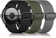 Getino Compatible with Pixel Watch 3 Band 41mm/Pixel Watch 2 Band/Google Pixel Watch Band for Men Women, 3 Pack Stretchy Soft Nylon Solo Loop Elastic Braided Strap for Pixel Watch/Pixel Watch 2 Band