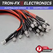 5/10/20Pcs 3mm Red Flat Top Water Clear LED 20CM Pre Wired DC3V