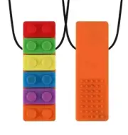 Brand New Sensory Chew Teether Necklace Chewellery Rainbow Orange