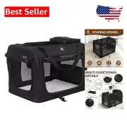 Lightweight 3-Door Folding Dog Crate - Collapsible Home for Medium Dogs